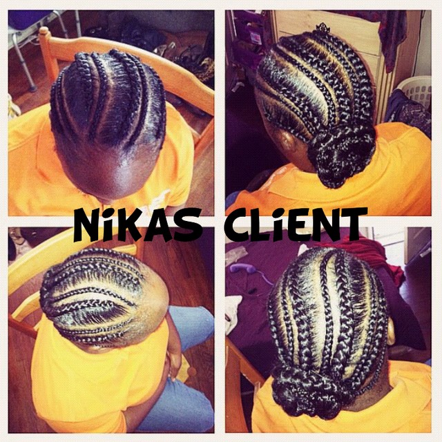 flat braids with bun