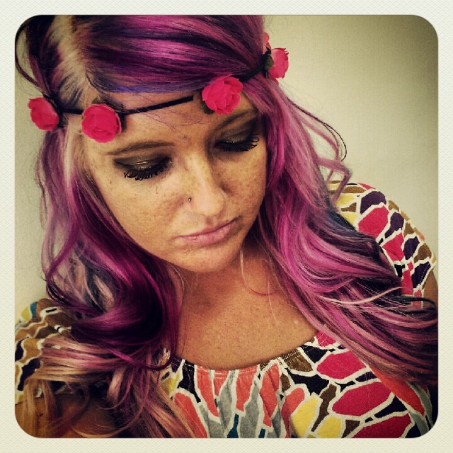 front view of my rainbow hair.