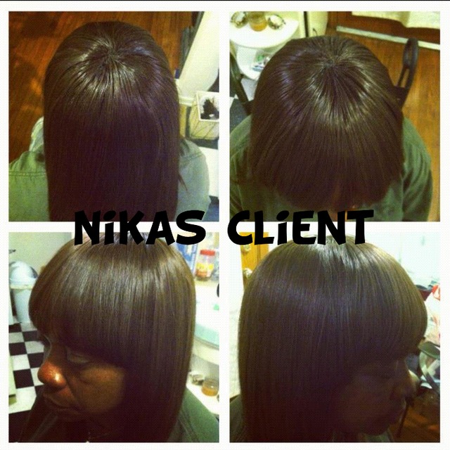 full head weave with full bangs and closed by me
