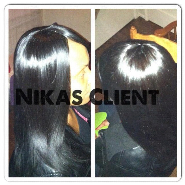 full head weave with side bang