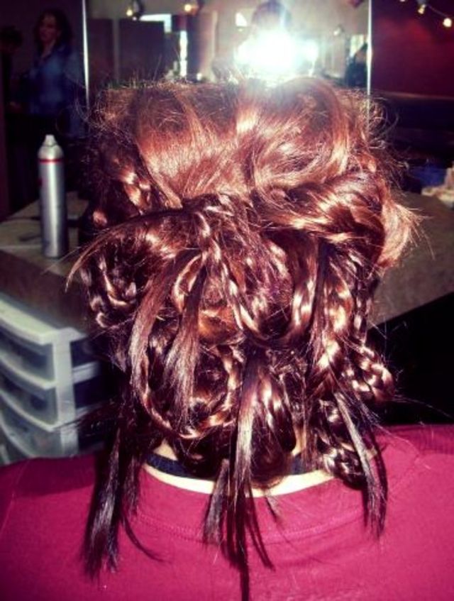 funky up-do with braids and twists!