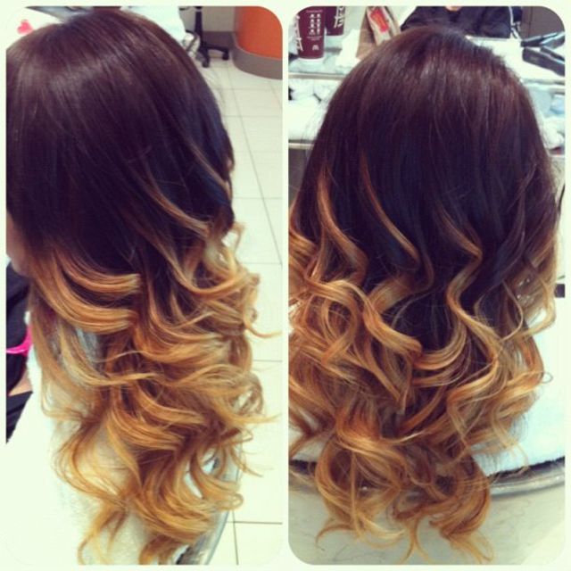 honey ombré and wand curls 