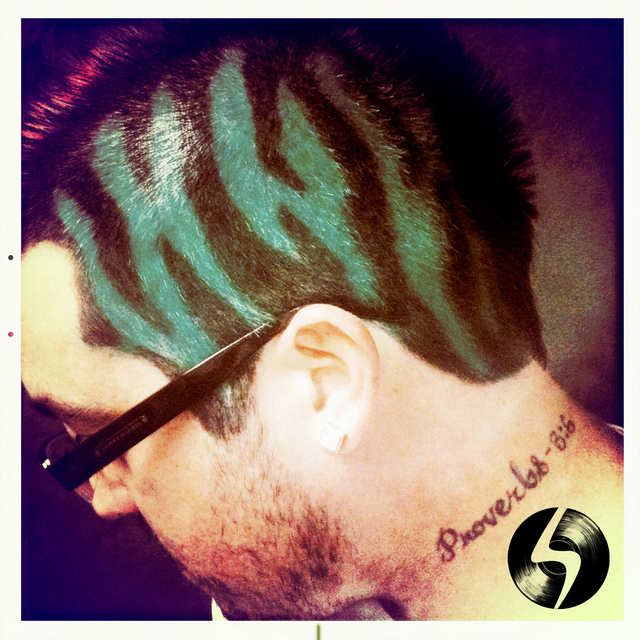 Teal zebra mohawk with pink accent