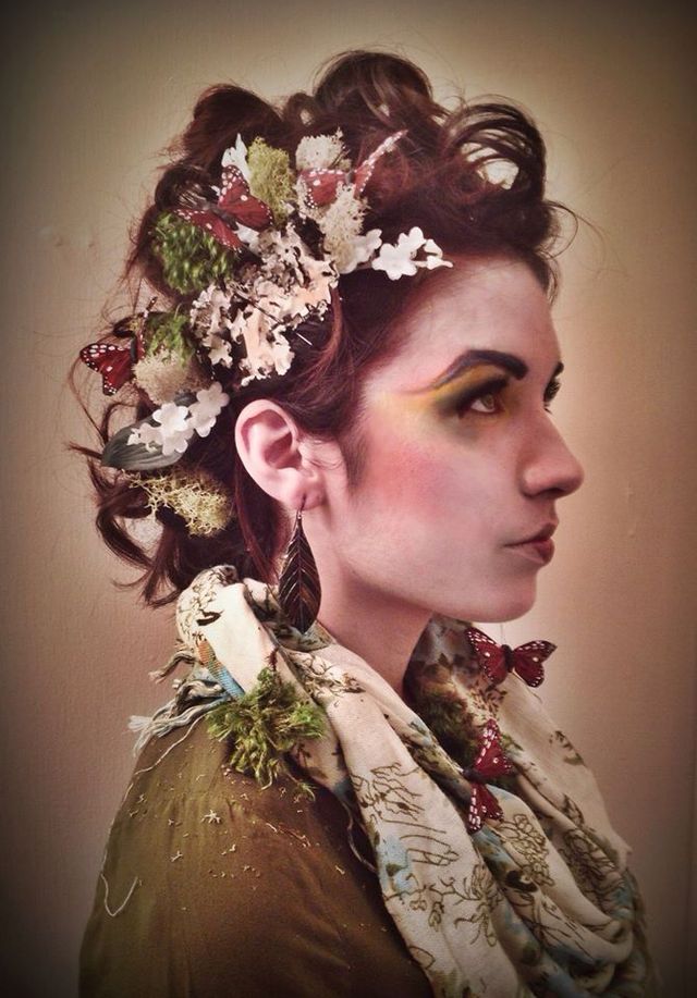 "katniss everGREEN" hunger games inspired look. faux hawk updo with nature accents and ultimate face cosmetics make-up,,inherit,open,closed,,katniss-evergreen-hunger-games-inspired-look-faux-hawk-updo-with-nature-accents-and-ultimate-face-cosmetics-make-u