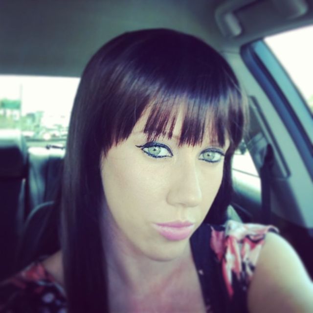 long dark hair with bangs