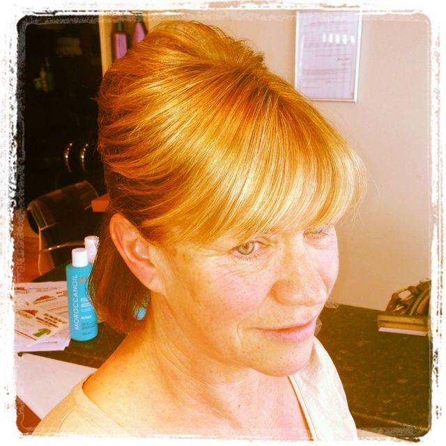 mature half updo