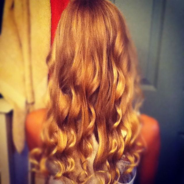 my cousins hair in curls