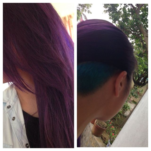 my purple hair with turquoise undercut