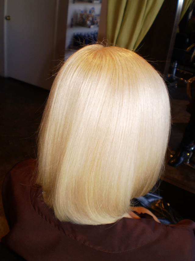 The after touch up of bleach and toner