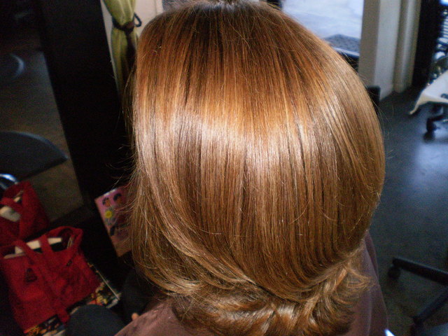 The after of the color/highlights/gloss i did on this client