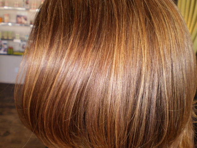 after the color/highlights/gloss/blowout