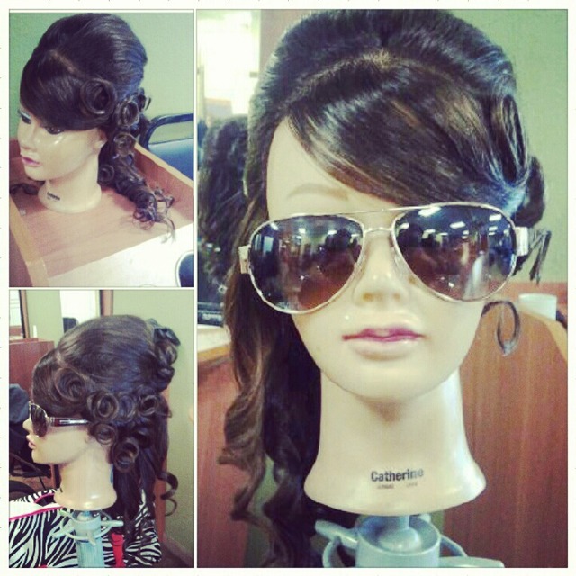 pin curls / side ponytail
