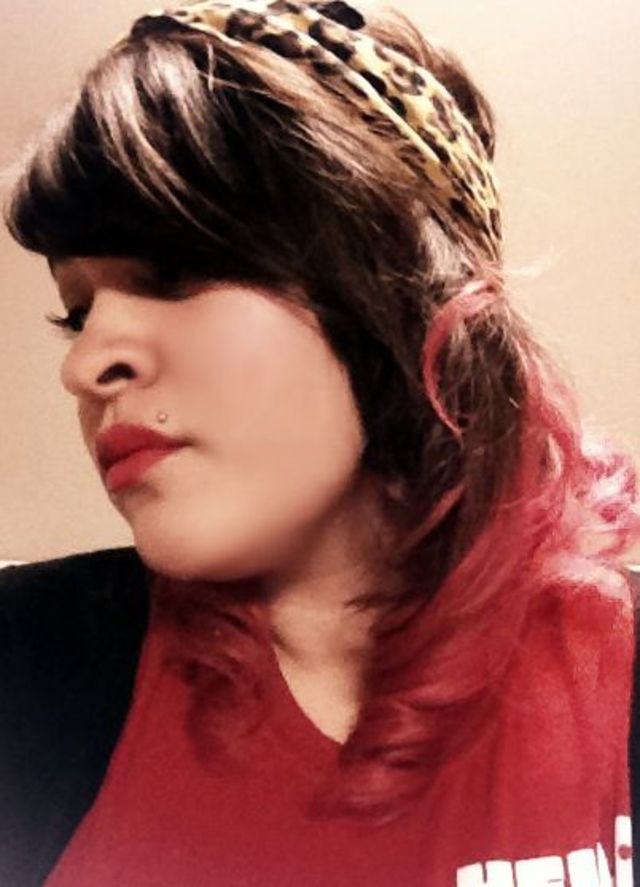 pink curled hair