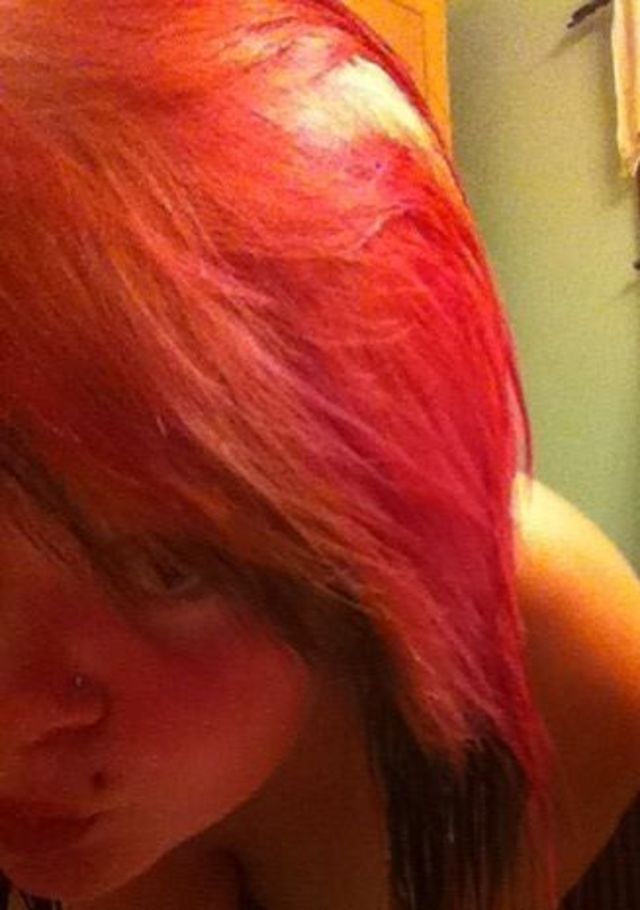 pink down-during the rainbow process.