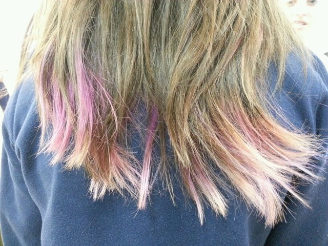 pink purple and blond