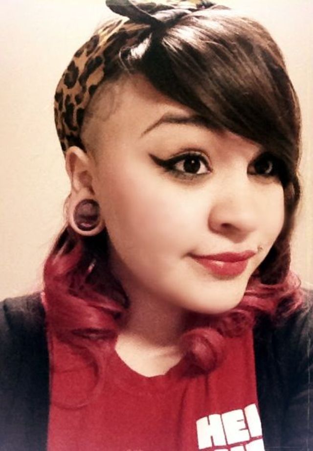 pink undercut curled hair