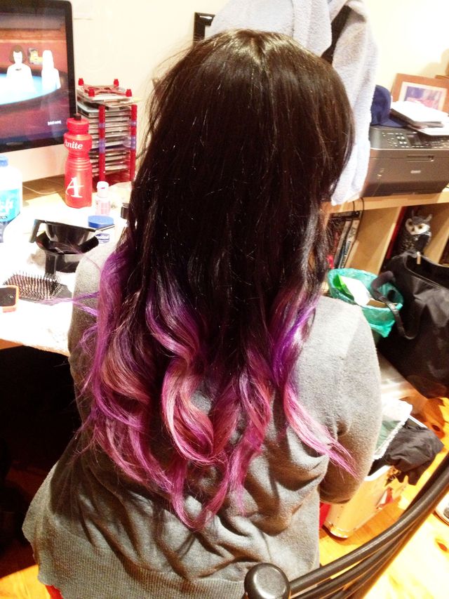 purple fade to pink balliage.