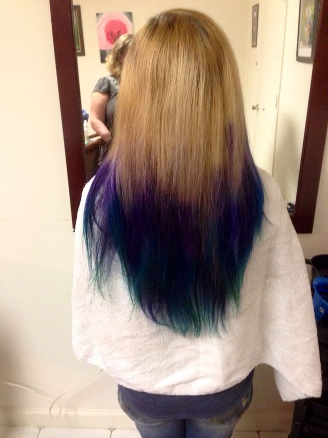 purple teal mermaid back view