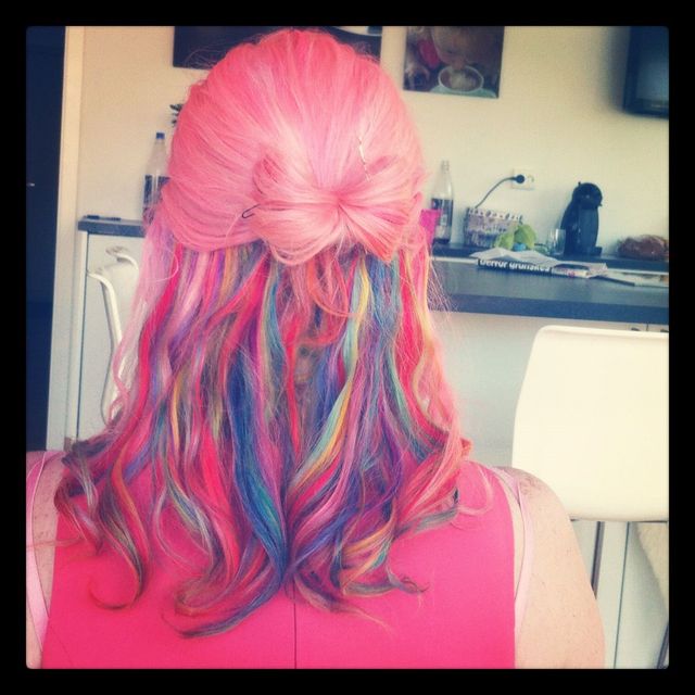 rainbow bow hair