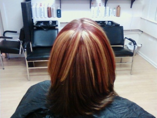 red and blonde
