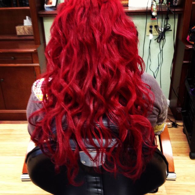 red crimped hair