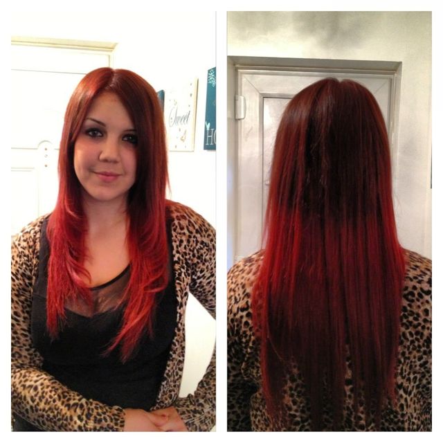 red dip dye/ombré 