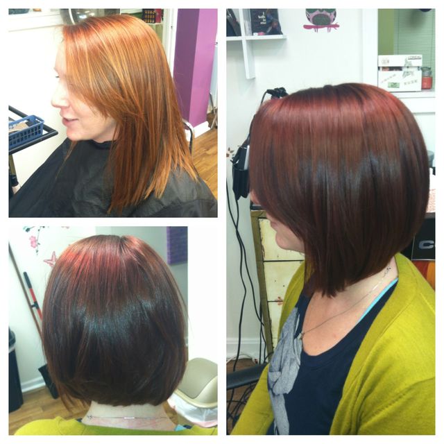 red inverted bob