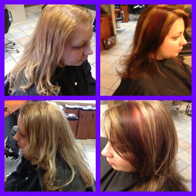 red n blonde highlights