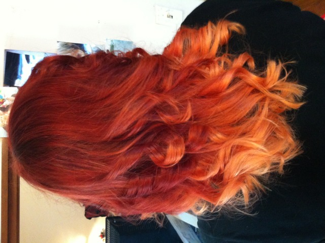 red ombre with curls