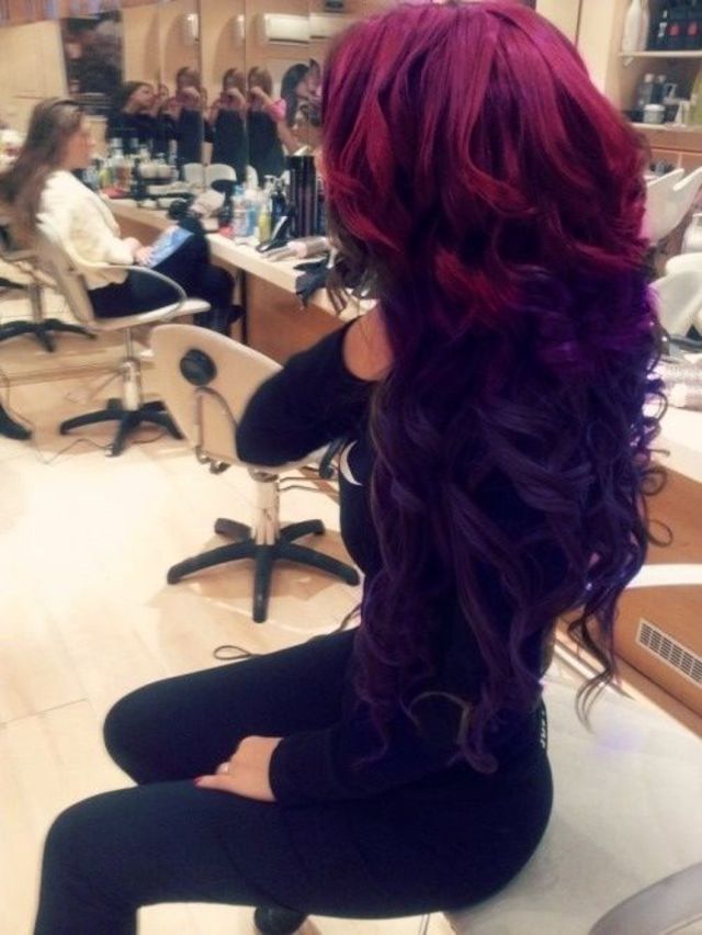 red, purple, ombré