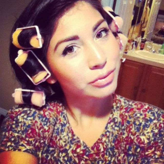 rolled up/ Hollywood curls