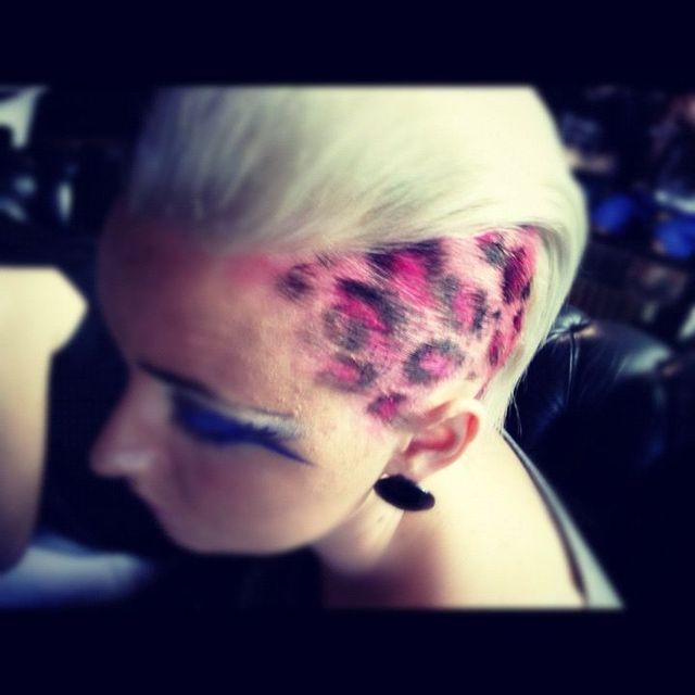 shaved side, leopard print 