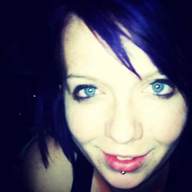 short, blue hair, 
