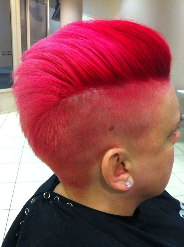 short pink fade