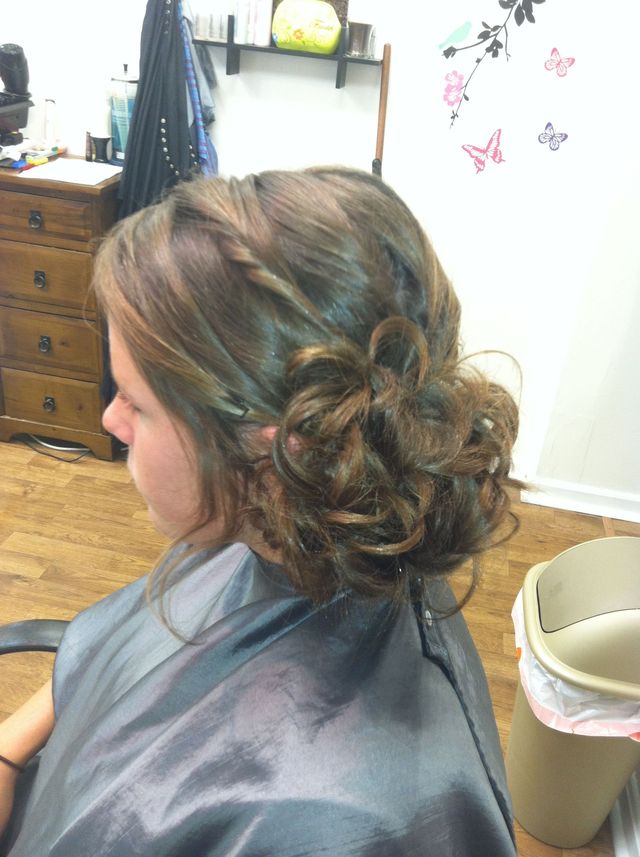 side bun on very long hair