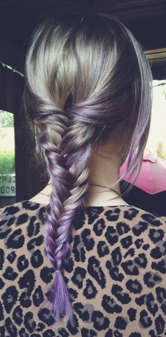 silver/lavender fishtail braid
