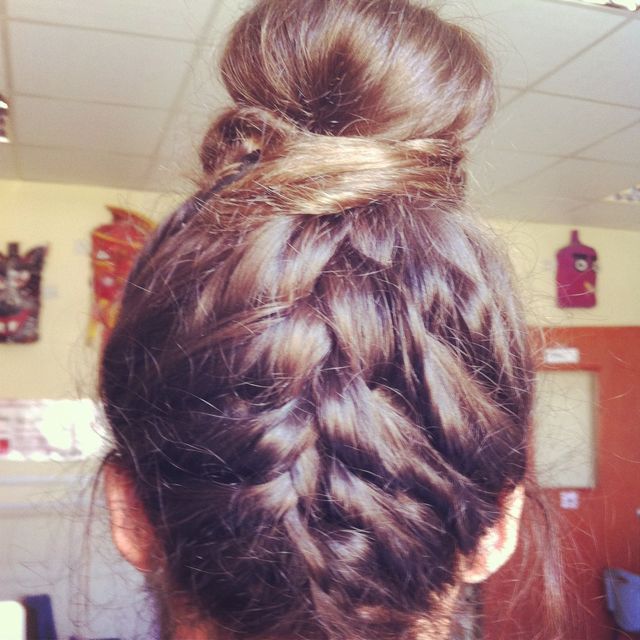 sock bun and braid