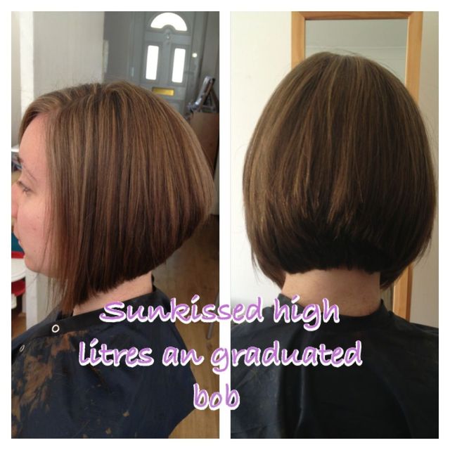 sun kissed highlights and graduated bob