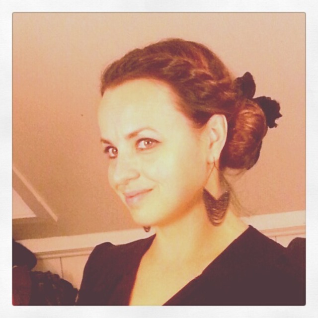 twisted braid with donut bun.