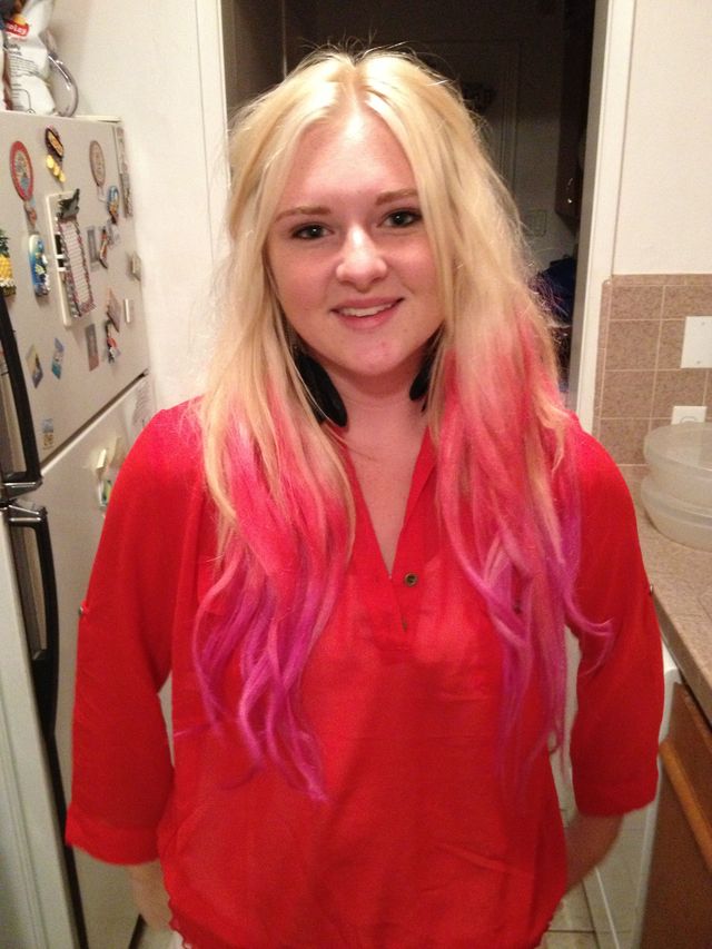 two tone pink dip dye 