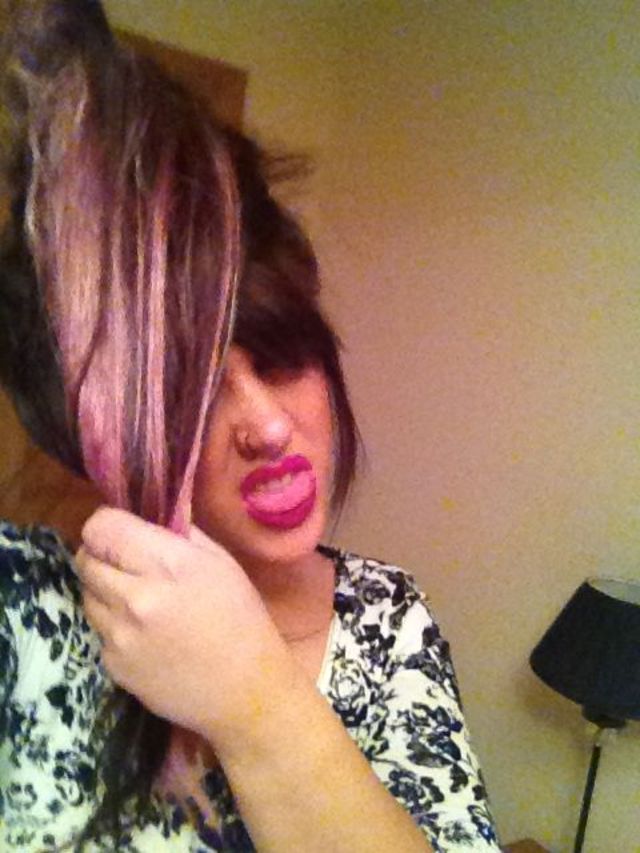 underneath pink ponytail 