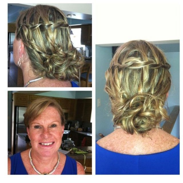 waterfall braid low bun
