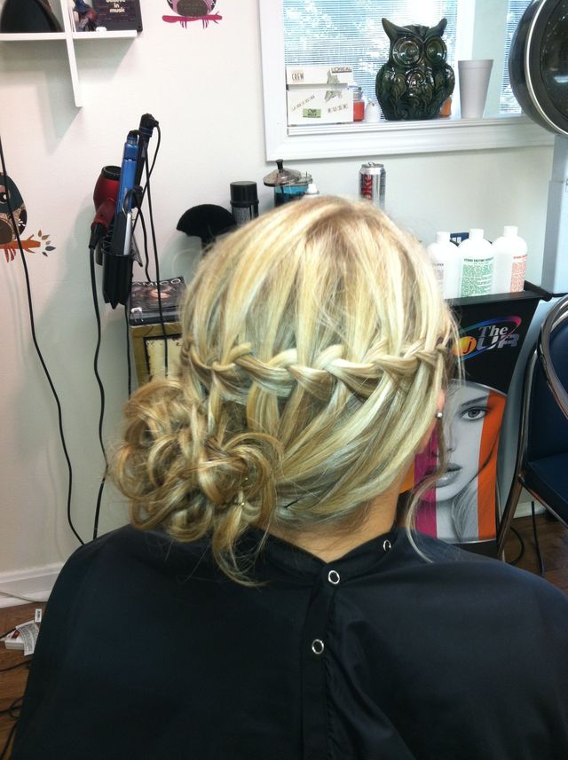 waterfall braid updo