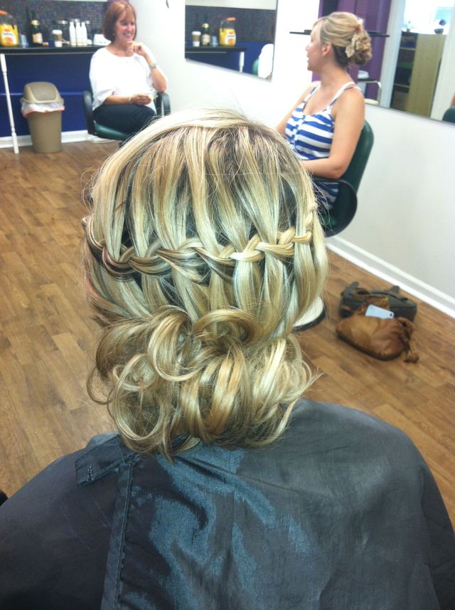 waterfall braid updo